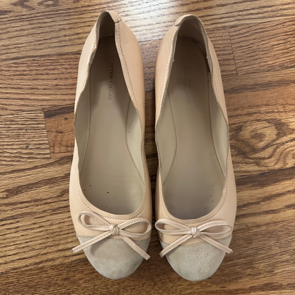 Source Unknown Beige and Cream Flats with Bow
